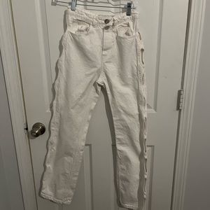 Zara White Cutout Jeans
